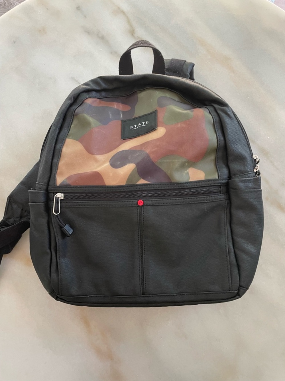STATE Black Backpack with Camo Front Panel